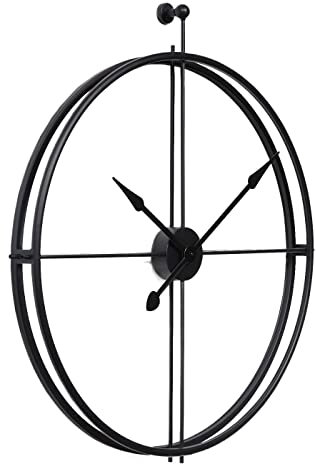 LW Collection Wanduhr Alberto Schwarz 80cm - Große industrielle Wanduhr Metall - Moderne Wanduhr - Leises Uhrwerk - Stille Uhr