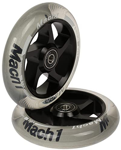 2 Stück 120x24mm Mach1 Stuntscooter Alu aluminium Rollen-Set inklusive Kugellager + Spacer - Cityroller Ersatz Reifen (120x24mm)