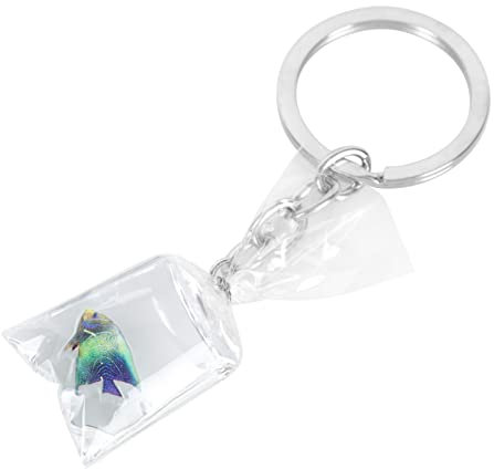 Holibanna Tropischer Fisch Schlüsselanhänger Harz mit Wasserbeutel Design Kreativer Fisch Anhänger für Taschen und Schlüssel für Accessoires und Dekoration