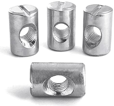 M6 (6mm x 20mm) Symmetric Furniture Barrel Nut Zinc Plated (Pack of 20) D09B