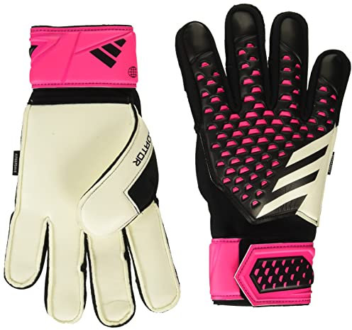 adidas Unisex-Adult Match Fingersave Predator Goalie Gloves, Black/White/Team Shock Pink, 7