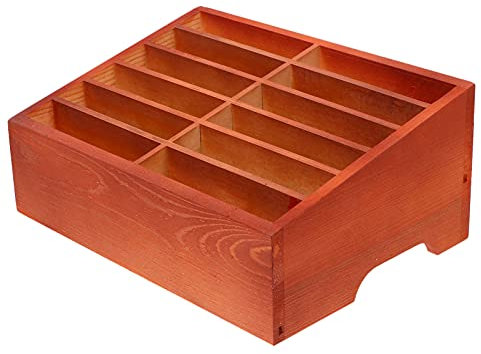 SEWACC Boîte de Rangement de Téléphone Portable en Bois 12- Grides Support de Téléphone Portable Téléphone Mobile Boîte de Rangement Organisateur de Bureau Multifonctionnel pour Bureau