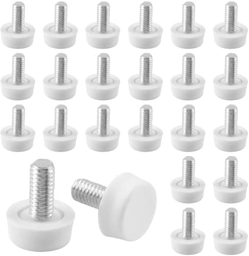 Biaungdo Verstellbare Möbel-Nivellierer, M6 x 15 mm, verstellbare Nivellierfüße, zum Anschrauben, Möbelgleiter, Fußnivellierer für Tisch, Stuhl, Schrank, Möbelbeine, Weiß, 24 Stück