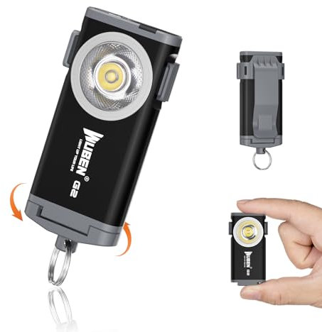 WUBEN G2 LED Mini Taschenlampe 500 Lumen Schlüsselbundlicht Wiederaufladbar Tragbar Magnetisches Schlankes COB Lampe Mit Rückenclip 5 Modi Licht EDC Taschenlampe Für Reisen Camping Suche (Schwarz)