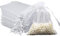 Intckwan 50 Pcs Sachet Organza 10x15cm, Pochette Cadeau, Pochette Bijoux, Sachet Bonbon, Sachet Lavande, Petit Sachet Transparent Parfait Pour Mariages, Festival, Noël, Anniversaires. (Blanc)
