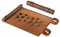 Melia Games RPG Würfelmatte zum Rollen inklusive Würfel Set - handgefertigte Würfelunterlage aus Echt-Leder - Pen and Paper Matte mit Würfelfach - für Fantasy-Rollenspiele (Tobacco + Iron+Bronze Sets)