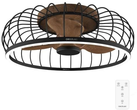 Cecotec Ventilador de Techo con Luz diseño EnergySilence Aero 5250 RoundLight Design motor DC 23W, luz LED, 3 aspas, 6 velocidades, control remoto, temporizador 8 horas, modo winter/summer