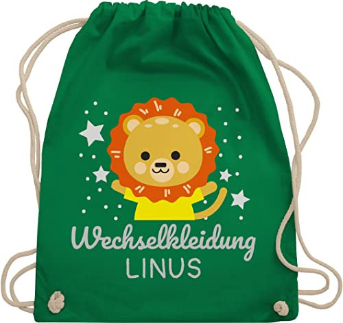 Turnbeutel Rucksack - Kita Beutel Wechselsachen Jungen - Wechselkleidung Löwe - Unisize - Grün - kinderturnbeutel wechselbeutel personalisierte löwen stoffrucksack kindergartenbeutel