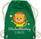 Turnbeutel Rucksack - Kita Beutel Wechselsachen Jungen - Wechselkleidung Löwe - Unisize - Grün - kinderturnbeutel wechselbeutel personalisierte löwen stoffrucksack kindergartenbeutel