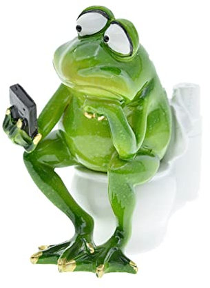 Queemie® Lustiger Frosch sitzend auf Toilette, Denker Frosch Skulptur Statue, Maskottchen Frösche Tiere Harz Handwerk Sammelfiguren für Home Office Badezimmer Garten Dekoration