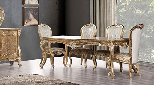JV Möbel Esszimmer Esstisch Stuhl Gruppe Garnitur Set Holz Tisch Tische Barock Sets 5tlg