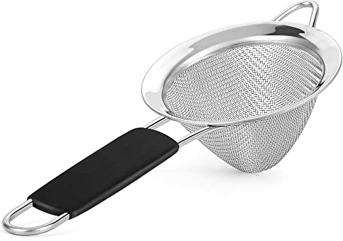 Kafoor Colino a maglia fine – Colino conico da 8,4 cm – Colino per tè sfuso, colino per caffè, colino per alimenti, colino per succhi e molto altro ancora (manico TPR)
