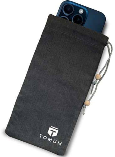 TOMUM EMF Shield Sleeve for Cell Phone - EMF Protection Smartphone Pouch - Anti EMP Bag - Signal Blocking Case for Radiation EMF EMP 5G RFID (Black, 1 Pack)