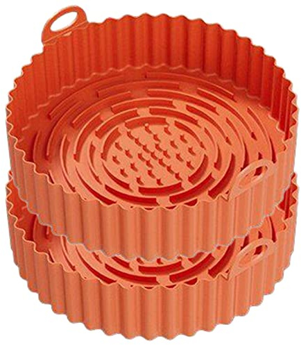 LKJYBG FQZDN_7VC5A instant gadget 8 inch reusable pot accessory silicone 8 air fryer liner kitchen basket, 2pcs oranges