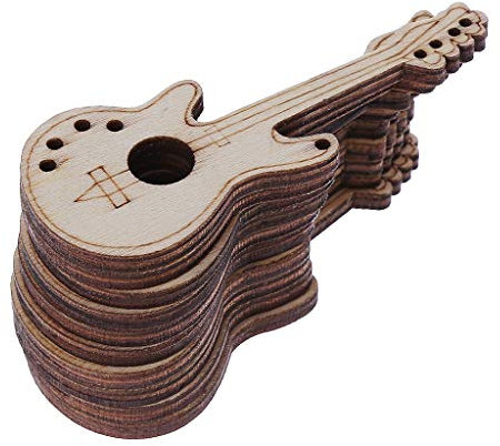 10 Stück/Set natürliche Holzscheiben Kit Gitarre unlackierte Holzspäne für Bauernhaus Innendekoration DIY Zubehör E-Gitarre Griff Material Musikinstrumente Gitarren Erwachsene Saiten
