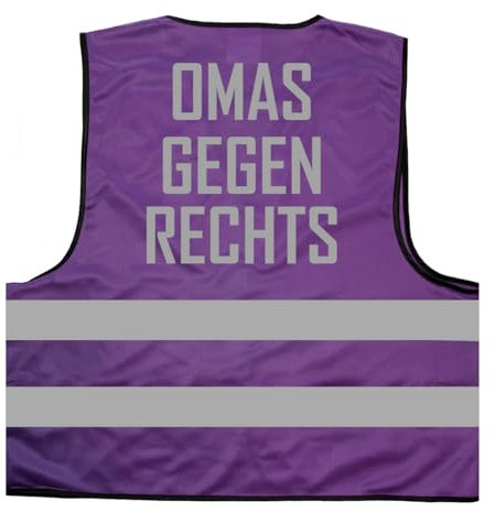 Omas gegen rechts Warnweste BZW. Signalweste mit reflektierendem Aufdruck - Größe XXL / 3XL, Lila
