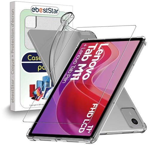 ebestStar - Funda para Lenovo Tab M11, Carcasa Silicona Transparente, Capa Protectora TPU Antigolpes, Bordes Reforzados, Transparente + Cristal Templado