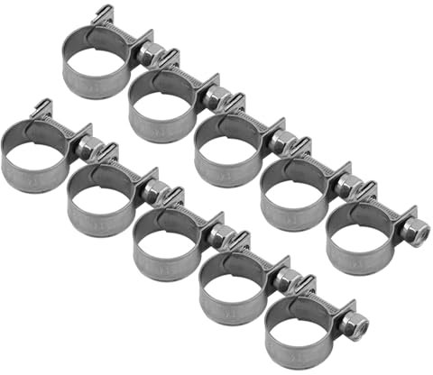 Jubilee Clips Jubilee Clips 13-20Mm 10Pcs Hose Clips Hose Clamps Set 304 Stainless Steel Mini Fuel Hose Clip Smooth Surfaces Pipe Clamps Easy Installation with Slot Screwdriver