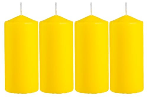 4 Stück Duftkerze Duft Citronella, Gelb Stumpenkerzen 11x4.7cm, Duft Stabkerzen 25 Stunden Verbrennung
