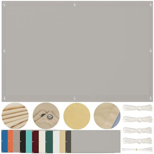Sonnensegel 3x6M Rechteckig Wasserdicht - UV Schutz für Balkon, Terrasse, Garten - Multi Farbe und Größe mit Ösen, Schwer, Hellgrau