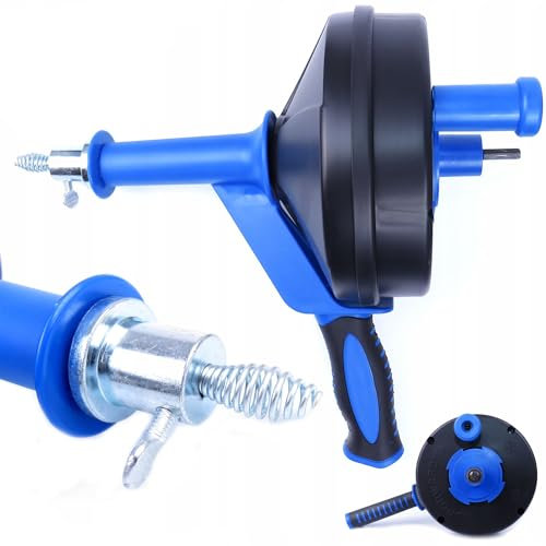 Taylor & Brown 7.6m Drain Auger, Hair Clog Remover with Drill Adapter, Heavy Duty Flexible Plumbing Snake Use Manually or Powered for Kitchen Sink, Bathroom and Shower