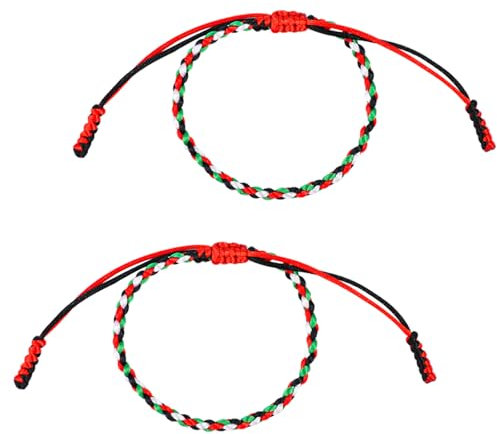 Mikovivi 2pz Bracciale Palestina, Regolabili Bracciale con Cordino Palestinese Braccialetto Intrecciato in Stile Sottile Bracciale Bandiera Palestina Braccialetto Avvolgente in Corda per Uomo Donna