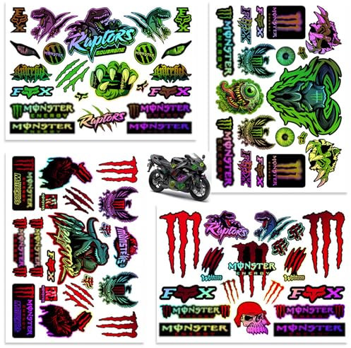 Reflektierend Monster Energy Aufkleber, 4 Bilder Moto Motocross Stickers, Monster Energy Aufkleber, Monster Scratch Auto Aufkleber, FüR Helme, MotorräDer, Skateboards, Dirtbikes