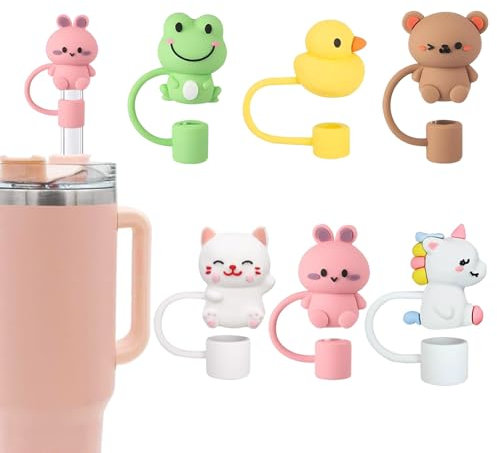 6PCS Straw Cover Cap for Stanley Cup Accessories, 10mm Dust-Proof Silicone Straw Toppers, Reusable Straws Cover Tips for Stanley 30&40 Oz Tumbler