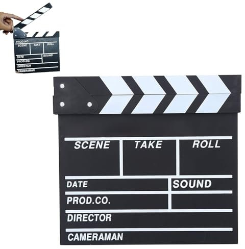 Film Flap 20 x 20 cm, Director Flap Synchronous Flap Clapperboard, Scene Acrylic Film Flap, Clapper Board, Easy Wipe Acrylic Clapper, for Film, TV Series, Shoot Props, Commercial (Schwarz-1 PCS)