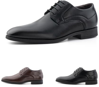 Hitmars Anzugschuhe Herren Derby Schuhe Oxfords Schnürhalbschuhe Männer Komfort Klassischer Schnürschuhe Businessschuhe Schwarz N2 EU43