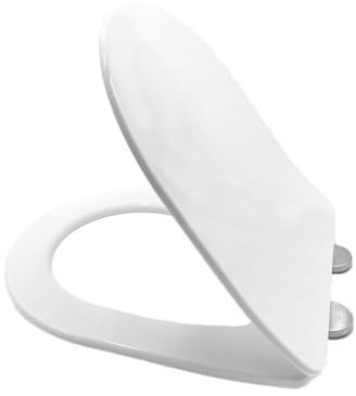 LOORMEI Toilet Seat Soft Close,D Shaped Soft Close Toilet Seat with One Button Quick Release for Cleaning,Durable Anti-Bacterial PP Materials