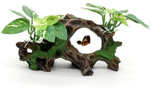 relaqcc Fish Tank Decorations Artifical Driftwood Cave Aquarium Decor Ornaments Silk Aquarium Plants for Betta Fish Tank Accessories