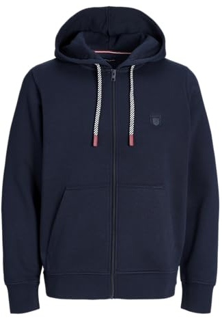 JACK & JONES Mens Zip Up Hoodie, Casual Hooded Sweatshirt with Long Sleeves, UK Size - XS TO XL