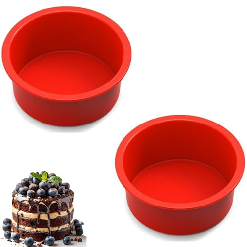 2 PCS 6 Inch Silicone Cake Tins for Baking, Bread and Loaf Tins, Silicone Cake Moulds for Baking Layer Cake, Cheesecake Muffins Puddings Bread,Non-Stick Quick Release Heat Resistant Loaf Pans for Oven