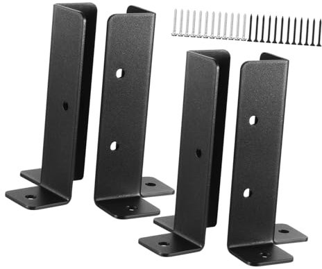 HOMSFOU 4sets Gazebo Bracket Deck Railing Brackets Post for Wood Fence Post Repair Stakes Kit Mailbox Mounting Metal Pole Support Base