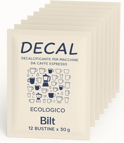 BILT DECAL Decalcificante Ecologico Universale per Macchine da Caffè, 100% Acido Citrico di Qualità Alimentare, Anticalcare per Acqua, 12 Bustine da 30g, Anche per Bollitore, Made in Italy