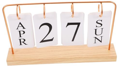 SHINEOFI Desktop Tischkalender Aus Holz Retro Adventskalender Vintage Wohnkultur Kalender Schreibtischdekoration Adventskalender Für Desktop Kalender Roségold Eisen