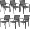 Yaheetech 6er-Set Gartenstühle Stapelbar Esszimmerstuhl Gartenstuhl Witterungsbeständig Armlehnstühle für Garten/Terrasse/Hof bis 136 kg Belastbar Grau