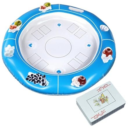 Zestivra Schwimmender Pool Spieltisch - Aufblasbare Karte, Getränkehalter Design | Wasseraktivität Entertainment Zubehör, Social Party Gaming Entspannungsspaß für Erwachsene mit auslaufsicherer