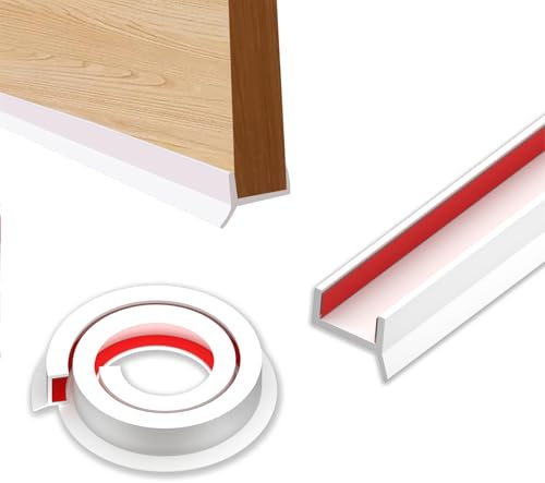 ANKUOFUA Joint de Profilé de Plinthe de Cuisine, 10M Profil D’Étanchéité pour Cuisine Plinthe Souple Autoadhésive Silicone pour Épaisseur de Bois de 15/16/17 mm Pour Bas de Sous Placard (Blanche)