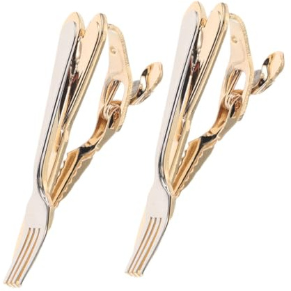 Beaupretty 2pcs Unique Cutlery Shape Tie Clips for Men Copper Tie Bar with Strong Grip Stylish Suit Accessories for Business Weddings and Formal Occasions