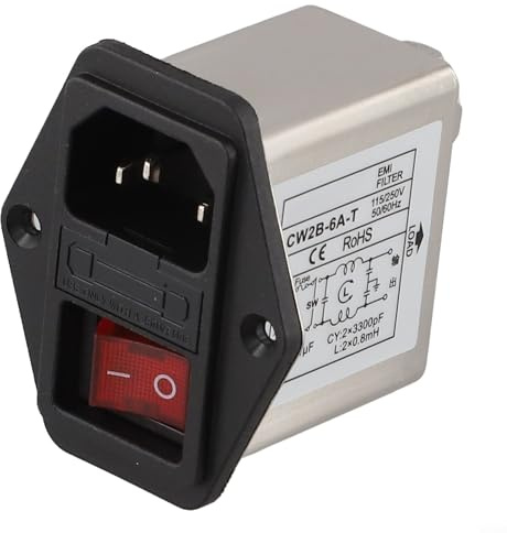 Filter mit IEC-Buchse und Sicherheitsschalter, ausgelegt für effiziente Stromübertragung (CW2B-6A-T)