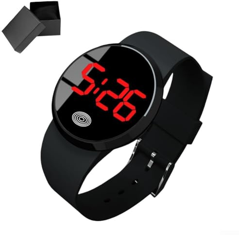 LED Elektronische Auto Uhr für Fahrzeuge - Großbildanzeige mit Touch-Aktivierung, ABS-Kunststoffmaterial, kompatibel mit den meisten Autos (Schwarz Rot)