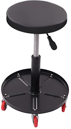 Shinpeed Rollhocker für Werkstatt, Höhenverstellbar Mechanikerhocker Werkstatthocker mit gepolsterter und Werkzeugablage, Drehhocker, Arbeitshocker für Garage, Autoreparatur