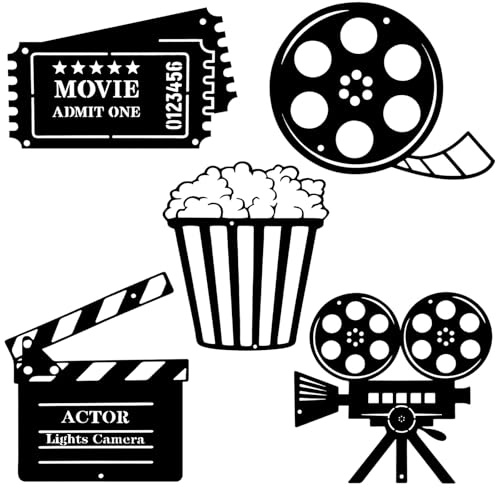 MOBUTOFU Filmrolle Deko 5 Stück Heimkino Zubehör aus Eisen mit Einzigartiger Wandgestaltung für Kinos und Stilvollen Theaterraumdekorationen