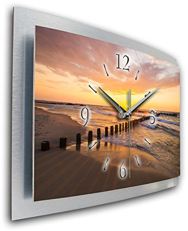 Kreative Feder Wanduhr See Meer Chill Out 3D XXL Designer leise Funk Motiv Funkuhr Wandbild modernes Design WAA051FL (50x30)