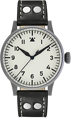 Laco Fliegeruhr mit Leuchtzifferblatt, Automatikuhr, Edelstahlgehäuse, Saphirglas, wasserdicht, Made in Germany