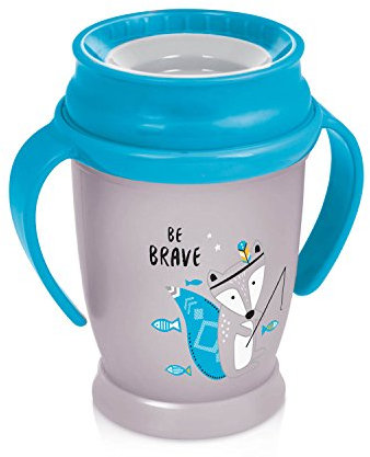 Lovi 1/592new Trinkbecher 360° Junior Indian Summer, 12+ Monate, abdichtende Silikonscheibe, antibakterieller Schutz, 250 ml, blau