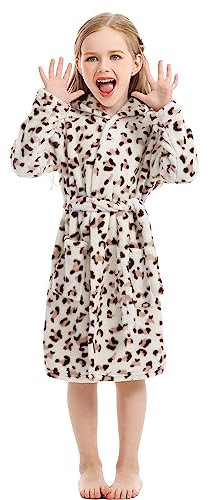XINNE Filles Garçons à Capuche Peignoir Animal Pyjamas Unisexe Bébé Enfants Robe de Chambre Flanelle Vêtements De Nuit Taille 130 Leopard