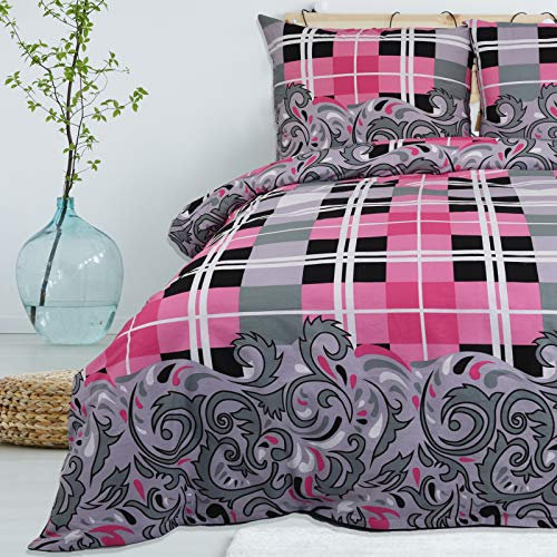 Buymax® Bettwäsche 200x200 100% Baumwolle 3-Teilig Bettbezug - Bettwäsche-Sets 200 x 200cm mit 2 mal Kissenbezüge 80x80cm, ÖKO-TEX Renforcé-Bettdeckenbezug Set mit Reißverschluss